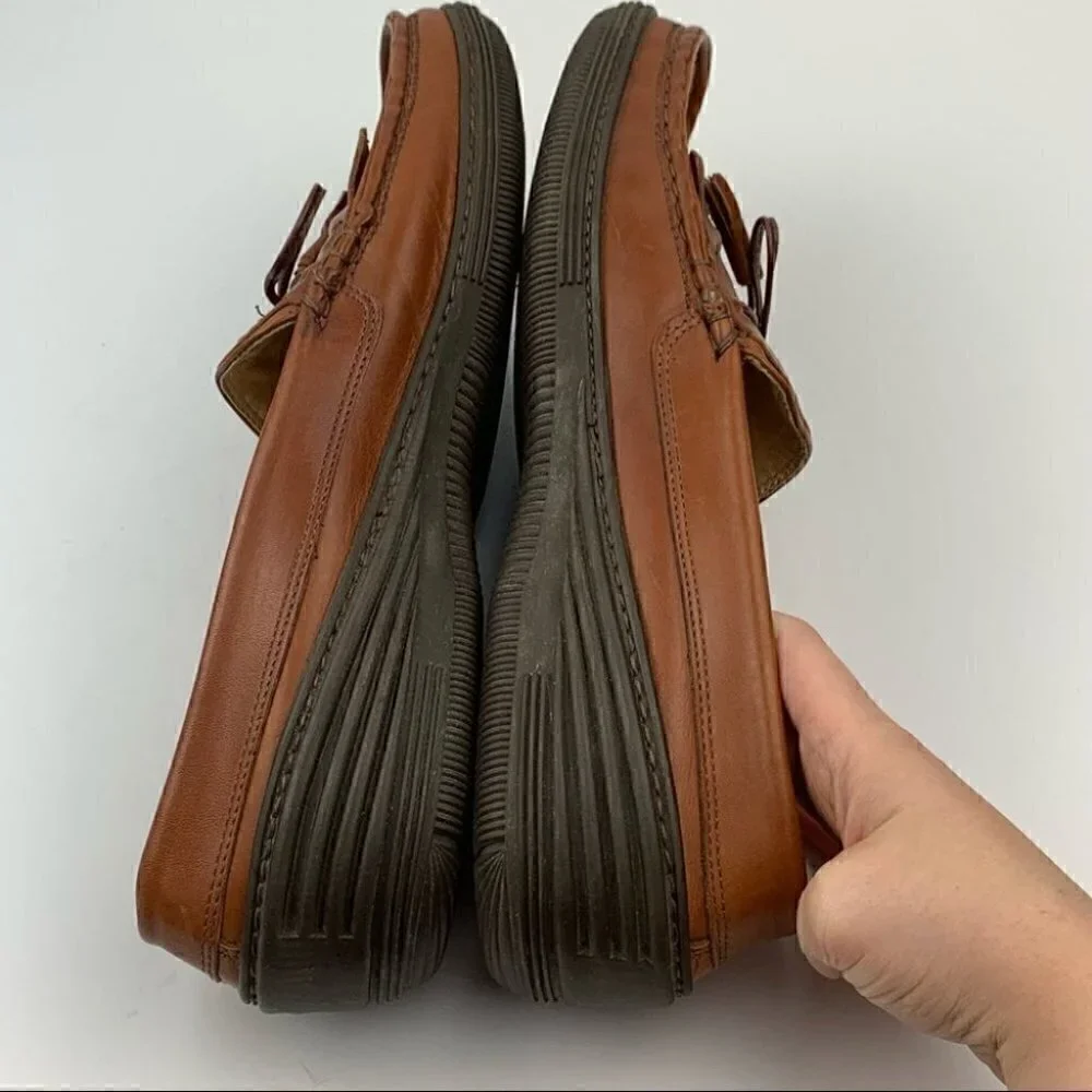 Cable & Co Mens loafers size 12 cognac brown Italian vintage leather